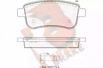 R BRAKE rb1904 -  Комплект тормозных колодок, дисковый тормоз